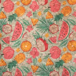 Liège naturel motifs fruits Gold Cork - katia fabrics