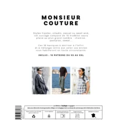 Livre Monsieur Couture : 16 modèles pour hommes du XS au XXL