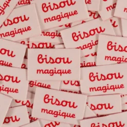 Lot de 5 étiquettes tissées Bisou Magique - Ikatee