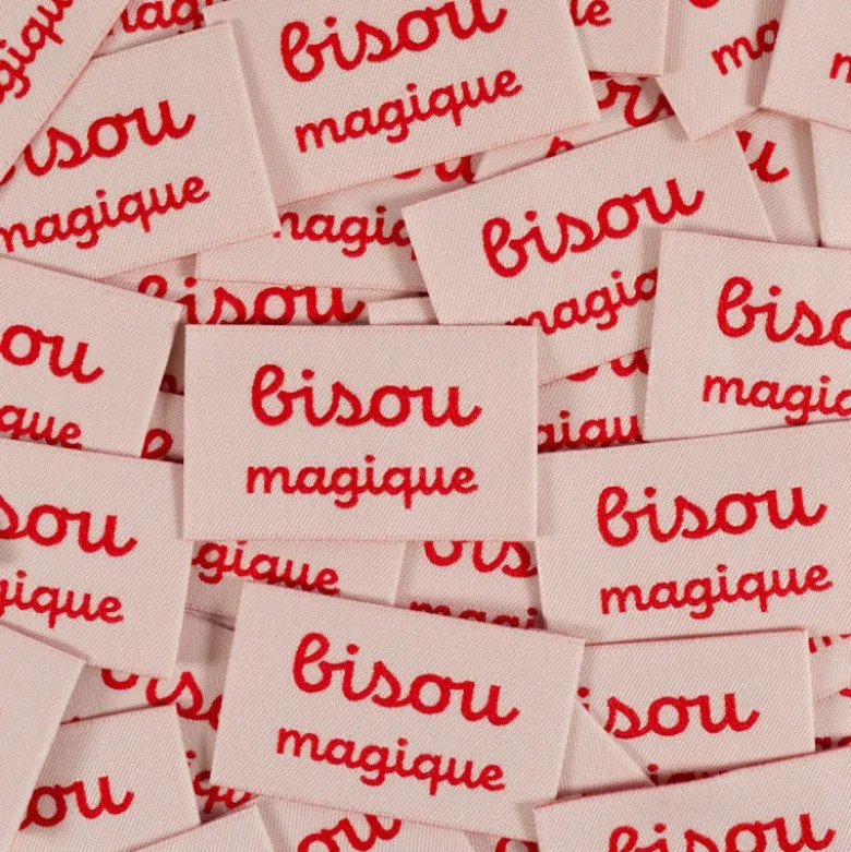 Lot de 5 étiquettes tissées Bisou Magique - Ikatee