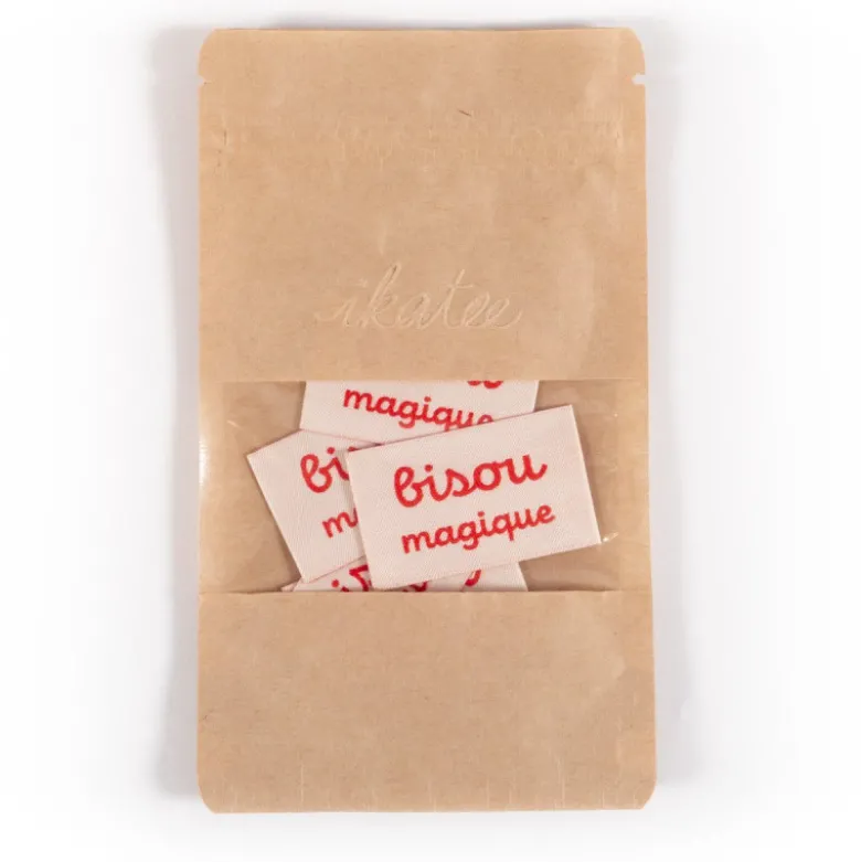 Lot de 5 étiquettes tissées Bisou Magique - Ikatee