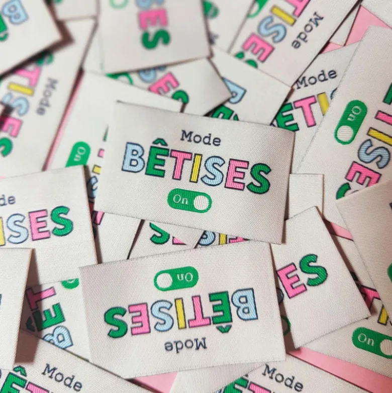 Lot de 6 étiquettes tissées - Bêtises