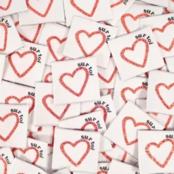 Lot de 5 étiquettes tissées - Coeur sur toi - Ikatee