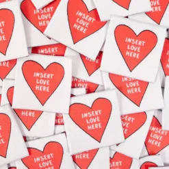 Lot de 5 étiquettes tissées - Insert love here - Ikatee