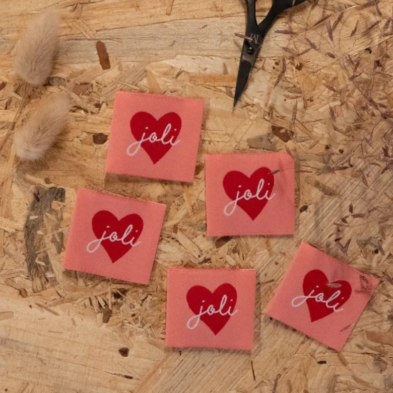 Lot de 5 étiquettes tissées Joli coeur - Ikatee