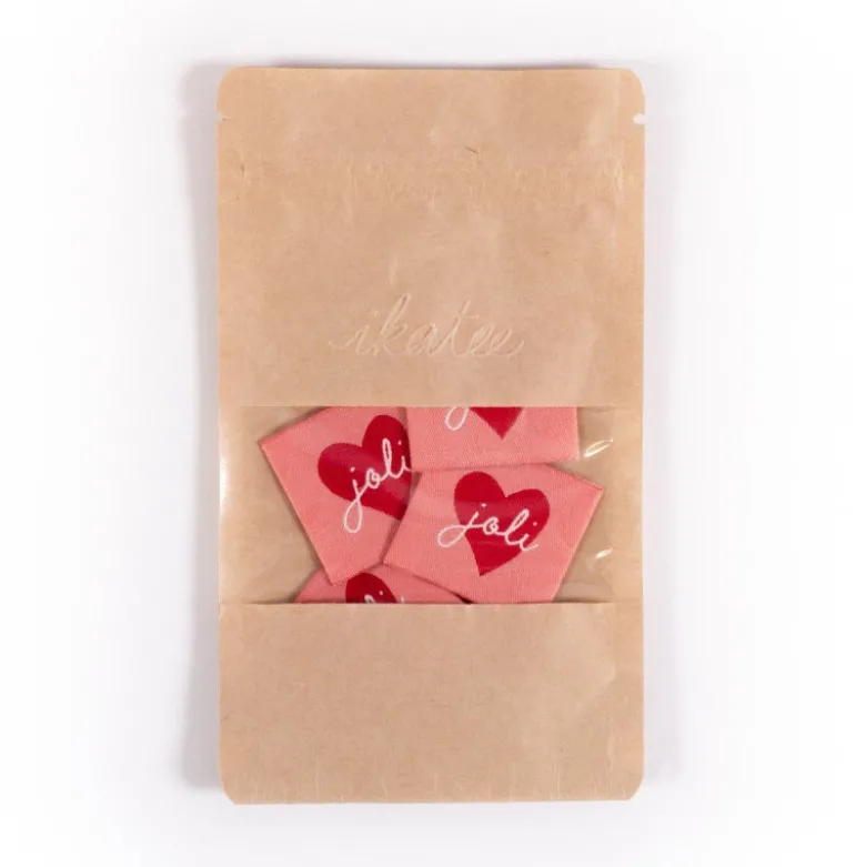 Lot de 5 étiquettes tissées Joli coeur - Ikatee