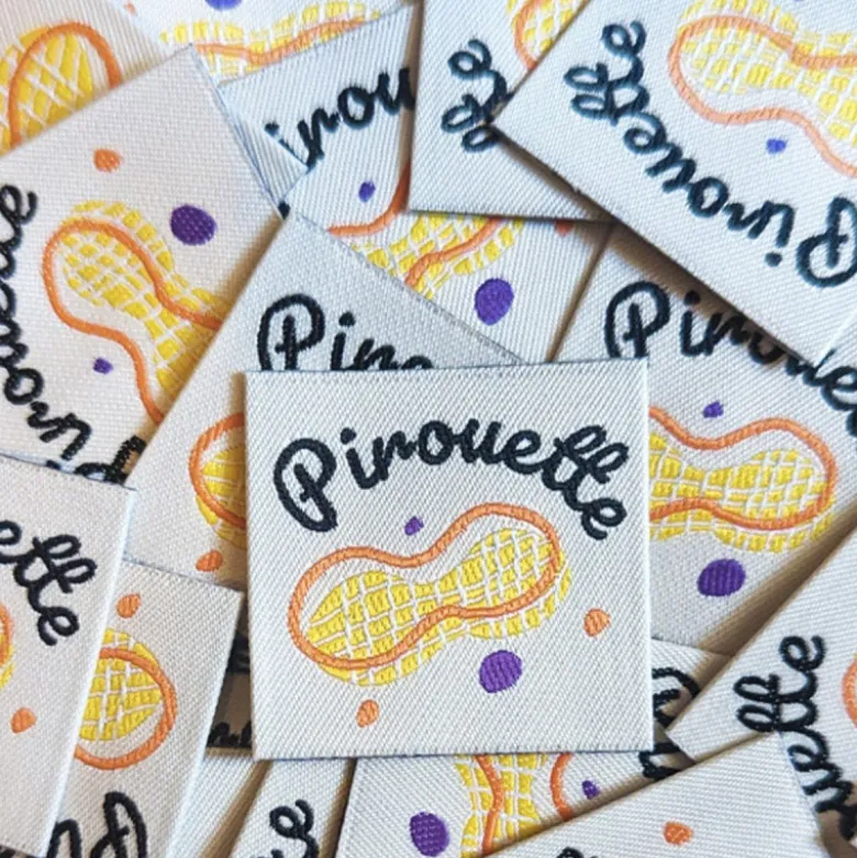 Lot de 6 étiquettes tissées - Pirouette cacahuète