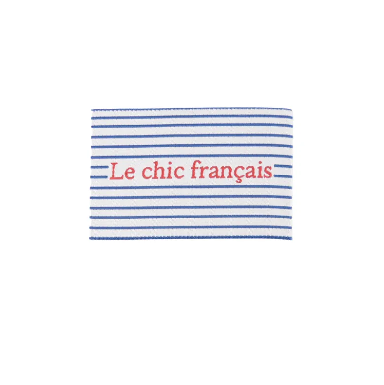 Lot de 5 étiquettes tissées à rayures rouges - LE CHIC FRANCAIS