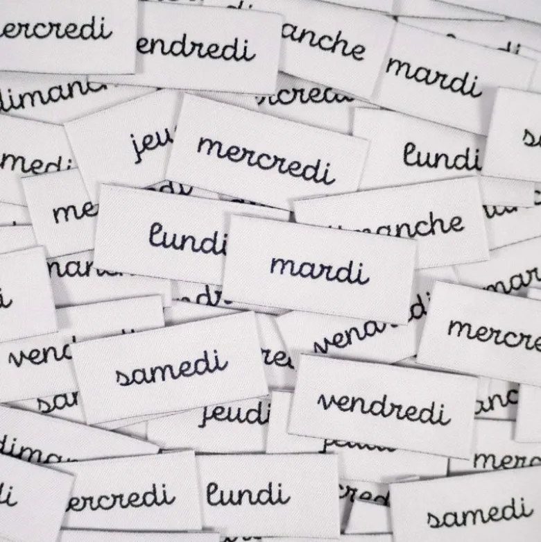 Lot de 7 étiquettes tissées - Semainier - Ikatee