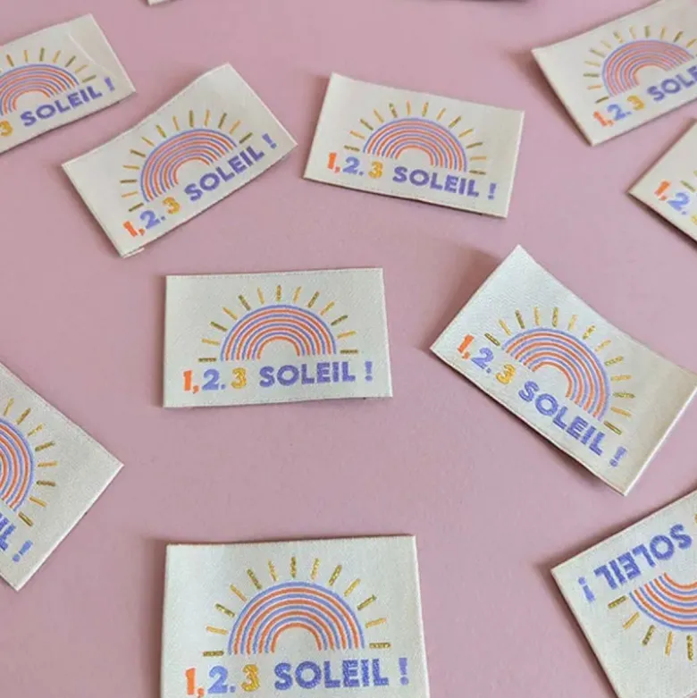 Lot de 6 étiquettes tissées - 1, 2, 3 Soleil