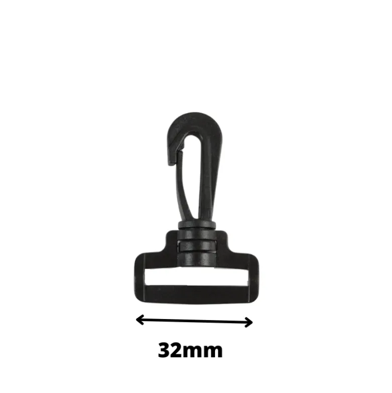Mousqueton noir pour sangle de sac à dos - 32mm
