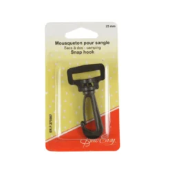 Mousqueton noir pour sangle de sac à dos - 25mm