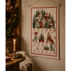 Panneau calendrier de l’Avent à coudre – Village de Noël vintage