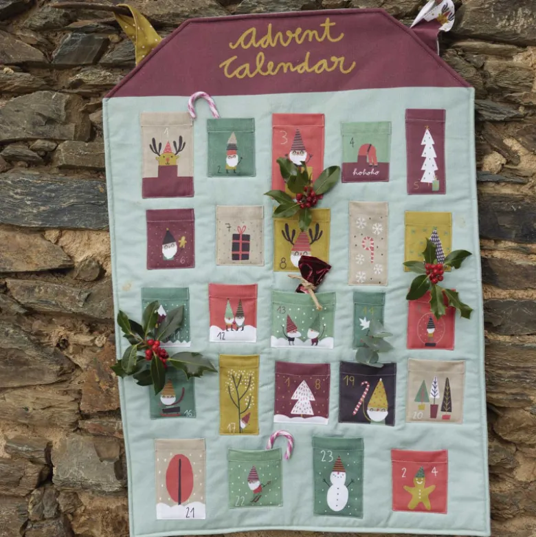 Panneau de tissu calendrier de l'Avent Gnomes Xmas