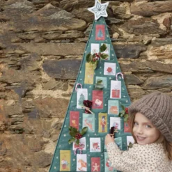 Panneau de tissu calendrier de l'Avent Retro Xmas