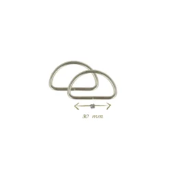 Passant boucle demi-rond argenté - 30mm - lot de 2