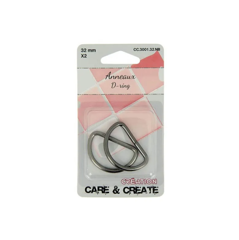 Passant boucle demi-rond Noir - 32 mm - lot de 2