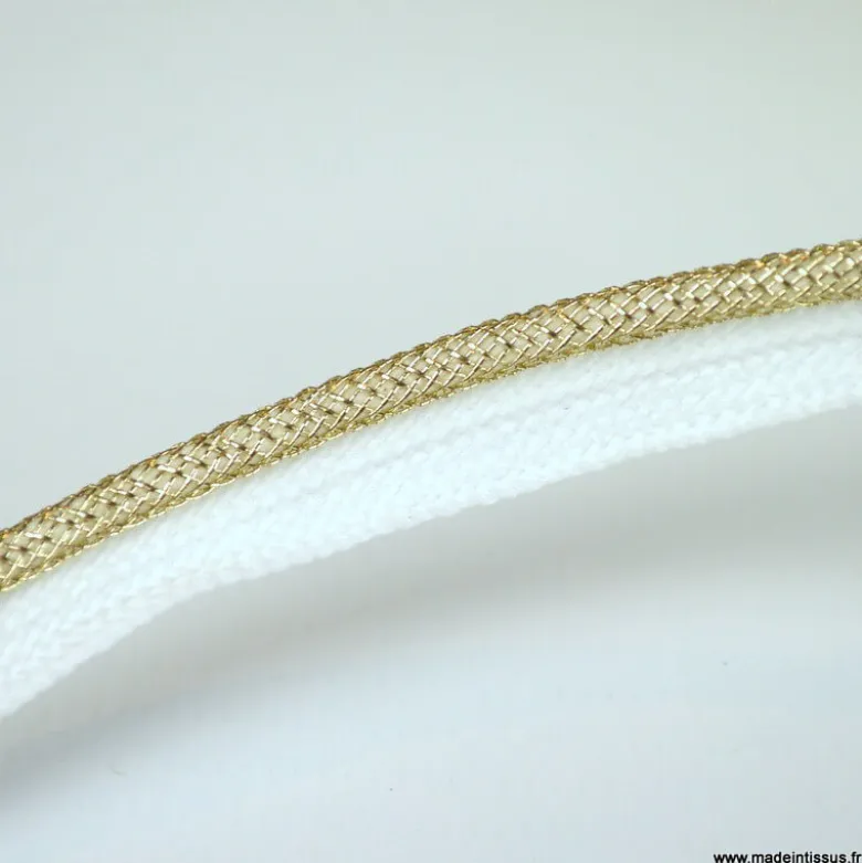 Passepoil Lurex 10mm coloris Or et blanc