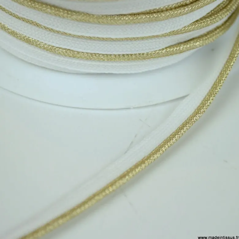 Passepoil Lurex 10mm coloris Or et blanc