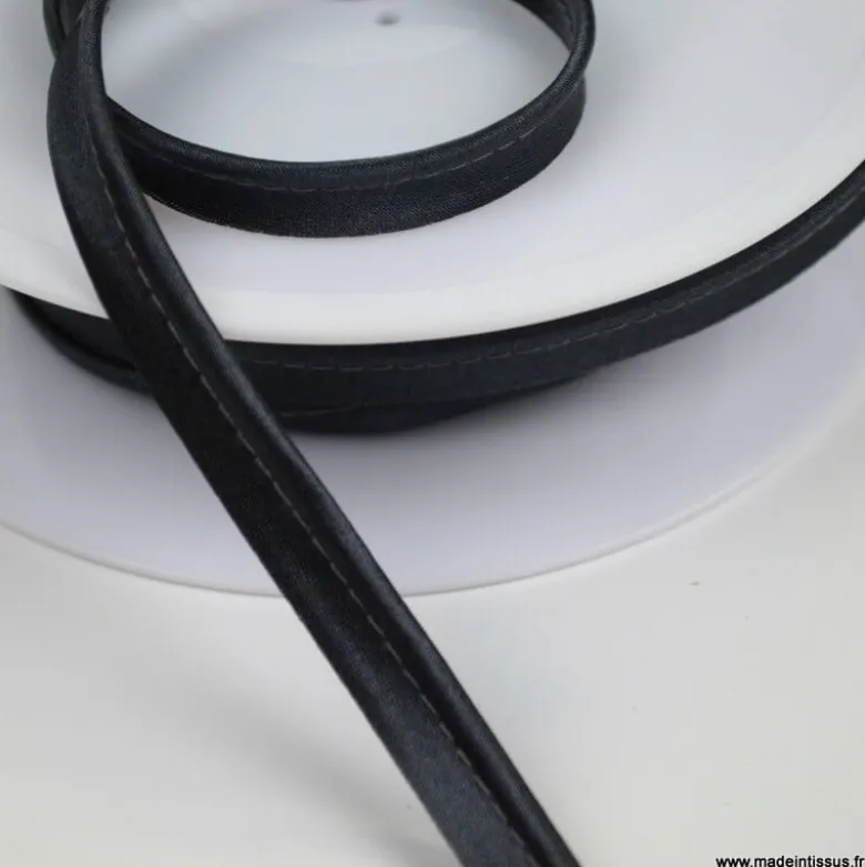 Passepoil satin 10 mm coloris gris anthracite 1261
