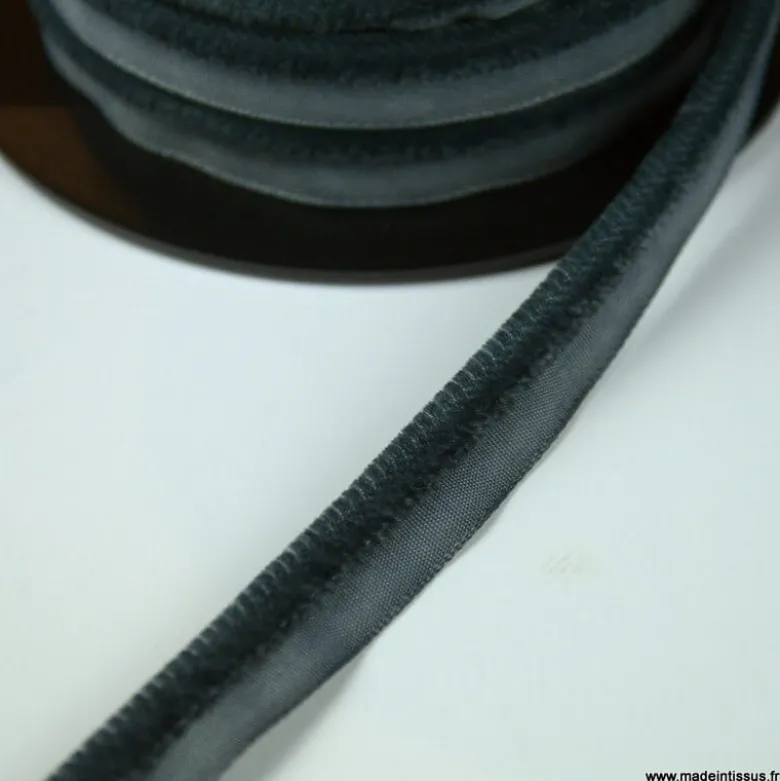 Passepoil velours 3.5mm coloris Gris anthracite pour l'ameublement