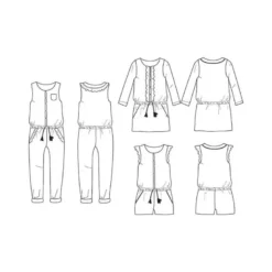Patron Combi-short, combi pantalon ou robe MARIEKE by Ikatee pour fille du 3 au 12 ans