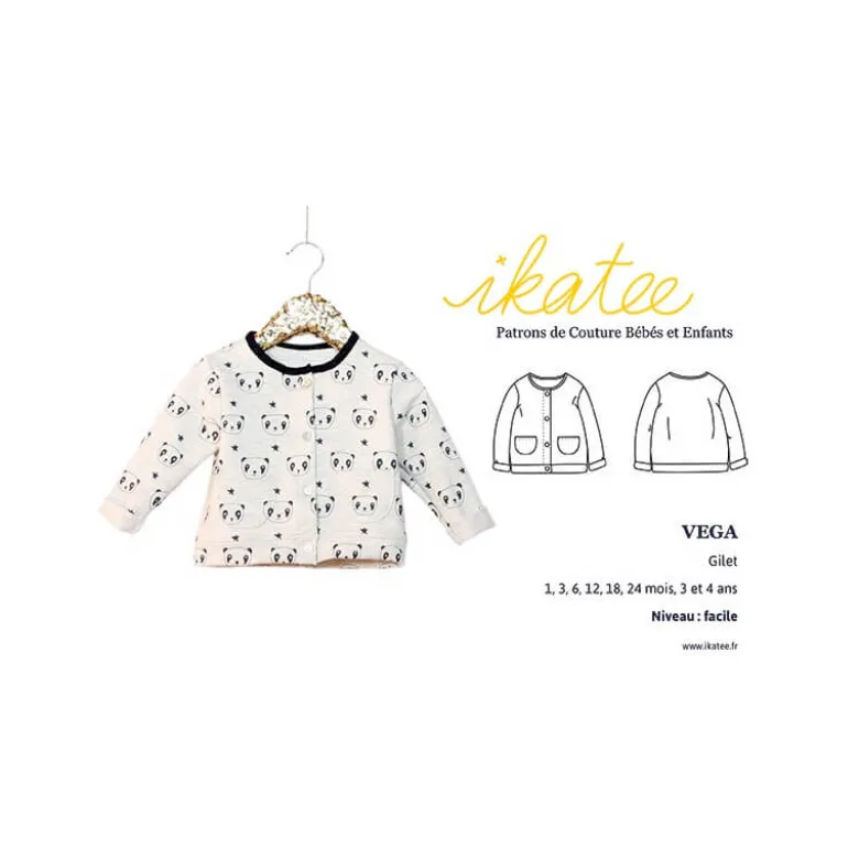 Patron Gilet mixte VEGA by Ikatee pour bébé du 1 mois au 4 ans
