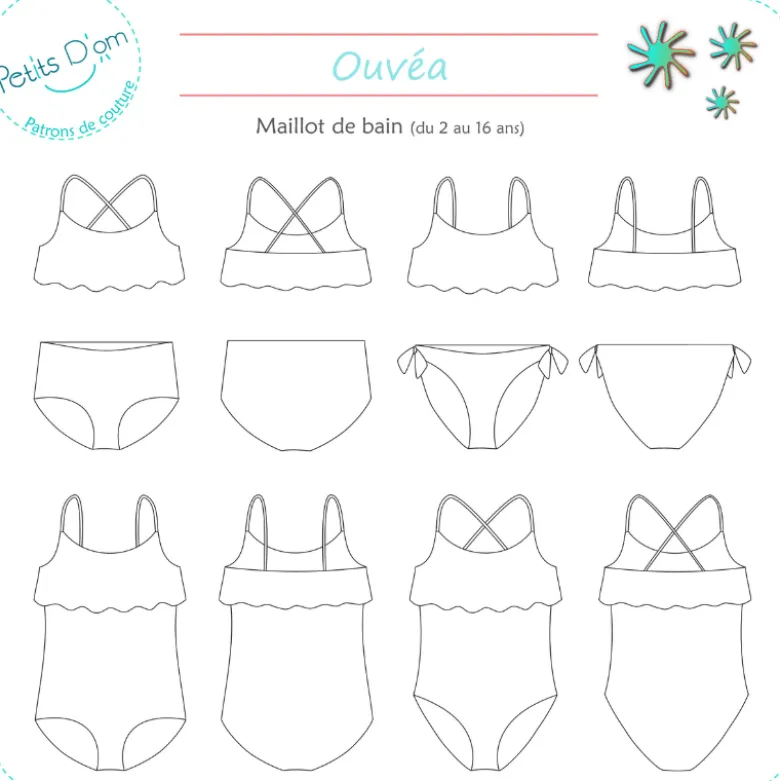 Patron Ouvéa - Maillot de bain du 2 au 16 ans - Petits D'om