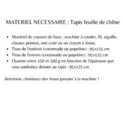 Patron pochette Tapis feuille de chêne - Les Enchantées