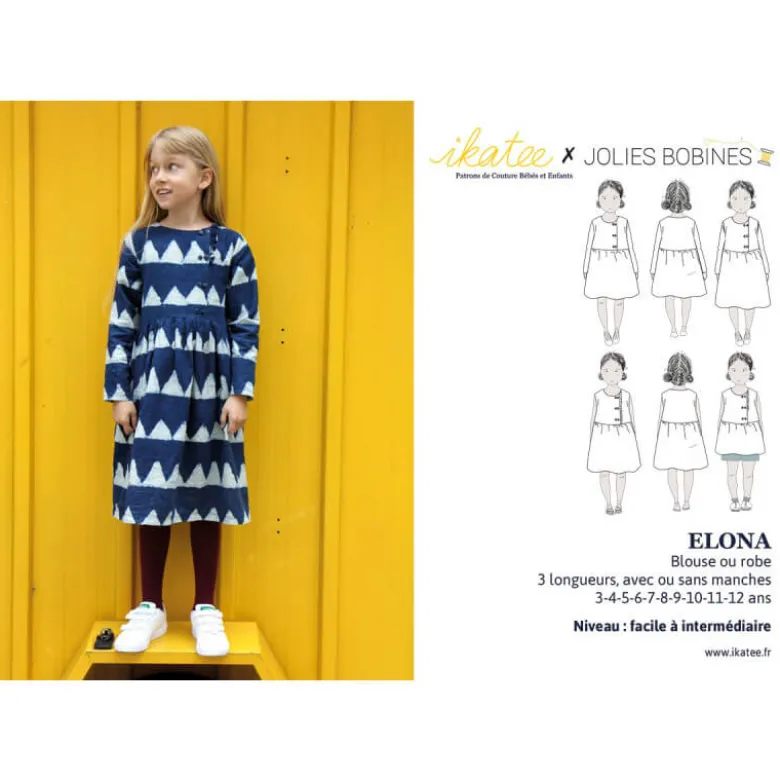 Patron Robe Blouse Elona by Ikatee pour fille du 3 au 12 ans