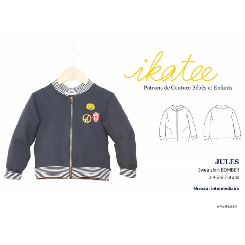Patron sweatshirt BOMBER à zip JULES by Ikatee pour garçon ou fille du 3 au 8 ans