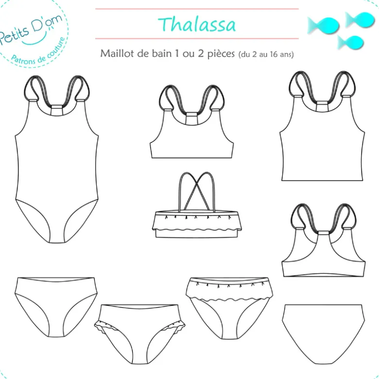 Patron Thalassa - Maillot de bain du 2 au 16 ans - Petits D'om