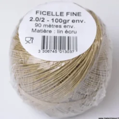 Pelote de ficelle contact alimentaire 1mm en Lin écru - 90mètres