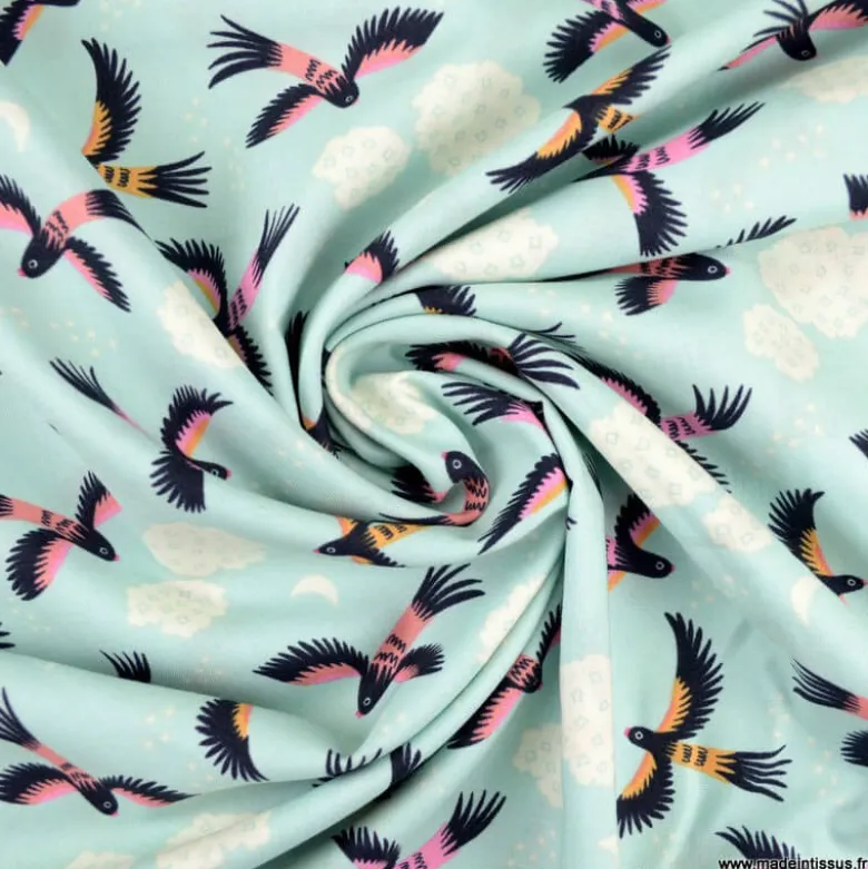 Popeline Bio coton CLOUD9 - Parrot Play - Collection Tropical Garden - OEKO TEX