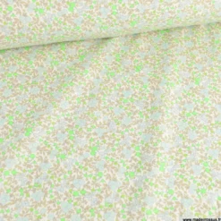 Popeline Bio & OEKO TEX motifs fleurs vert fluo