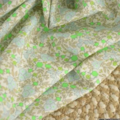 Popeline Bio & OEKO TEX motifs fleurs vert fluo