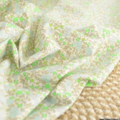 Popeline Bio & OEKO TEX motifs fleurs vert fluo