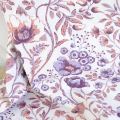 Popeline de coton Althéa – Fleurs botaniques parme & terracotta - OEKO TEX