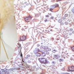Popeline de coton Althéa – Fleurs botaniques parme & terracotta - OEKO TEX