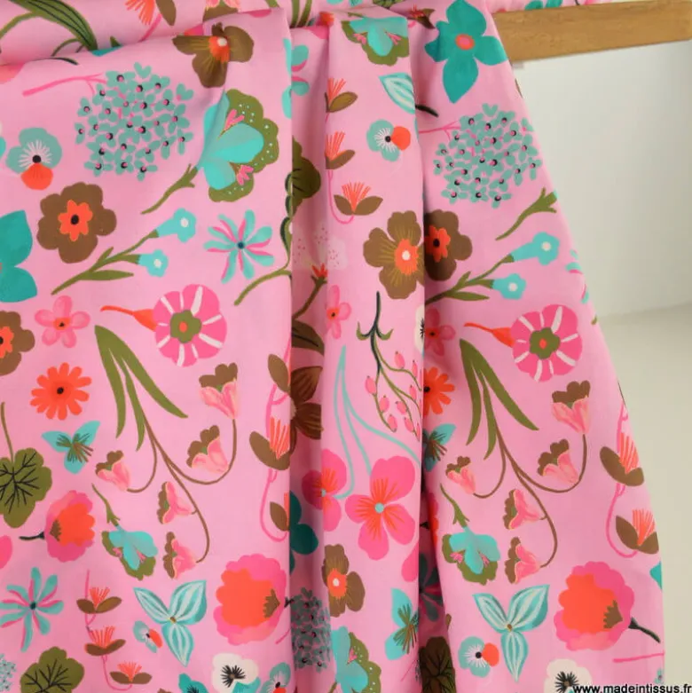 Popeline de coton Meadow Flower Pink - Nerida Hansen