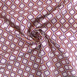 Popeline de coton motif géométrique losange Aubergine et lilas - OEKO TEX