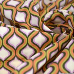 Popeline de coton motif géométrique losange vert et lilas - OEKO TEX