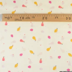 Popeline Frutas motif fruits fond jaune - OEKO TEX