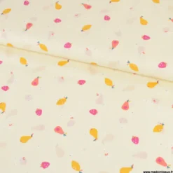Popeline Frutas motif fruits fond jaune - OEKO TEX