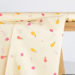 Popeline Frutas motif fruits fond jaune - OEKO TEX