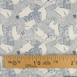 Popeline Grizzly motif ours fond Blanc - OEKO TEX