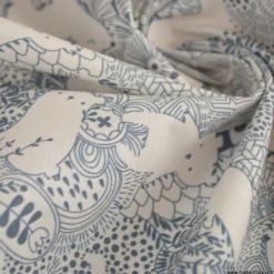 Popeline Grizzly motif ours fond Blanc - OEKO TEX
