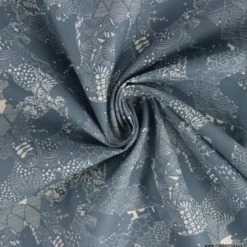 Popeline Grizzly motif ours fond bleu - OEKO TEX