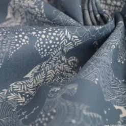Popeline Grizzly motif ours fond bleu - OEKO TEX