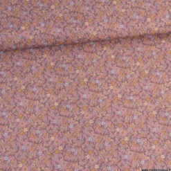 Popeline Lison style Liberty à motifs fleurs vieux rose - OEKO TEX